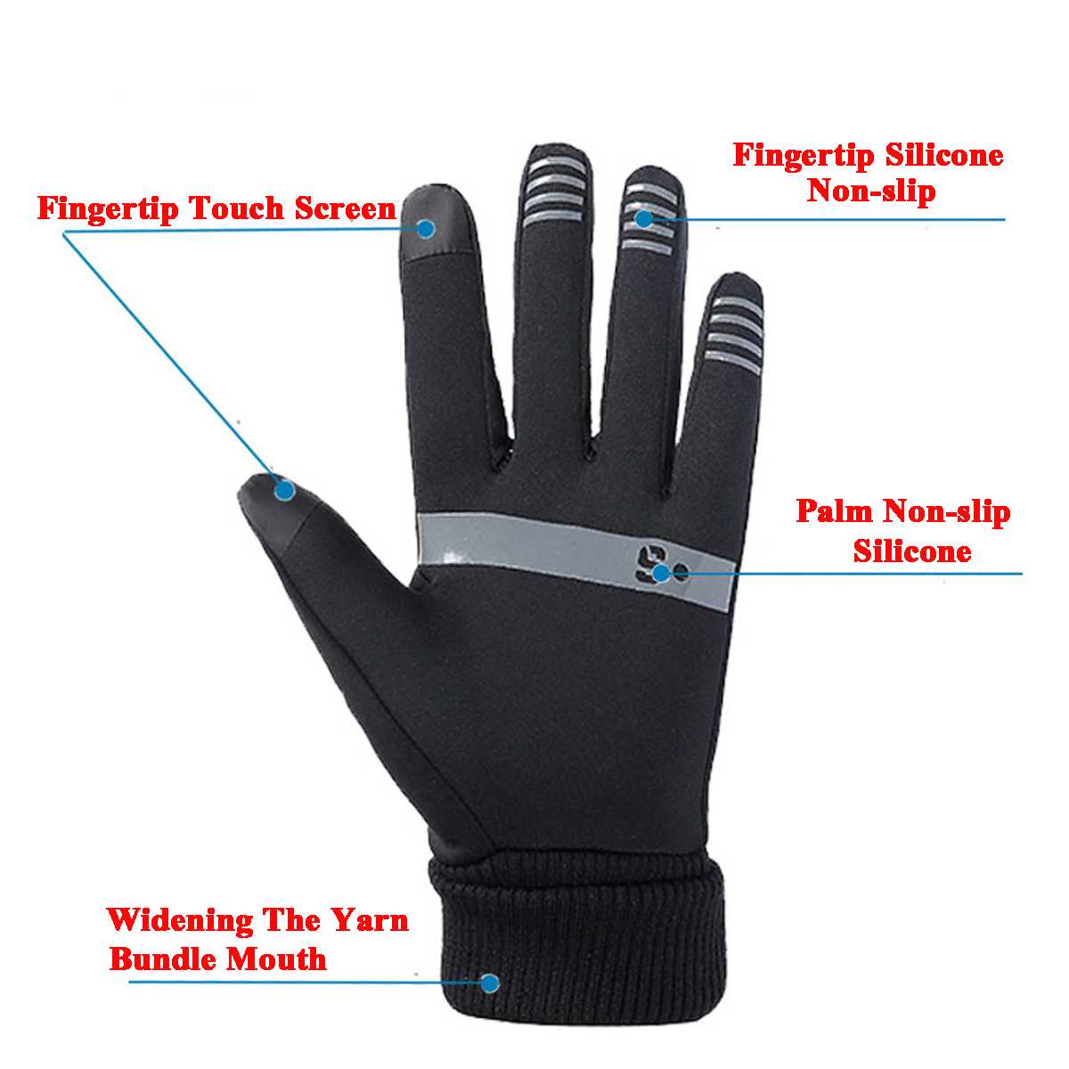 Luvas térmicas de lã para esqui, luvas unissex para snowboard e esqui, para neve, motociclismo, esqui, à prova d' água