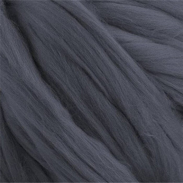 1000g/ kugle super tyk naturlig uld chunky garn filt uld roving garn til spinding hånd strikning spin garn gør-det-selv tæppe levering: Mørkegrå