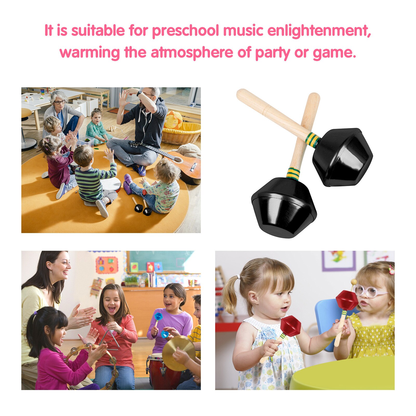 Maracas de percusión, par de agitadores de Maracas, sonajeros, martillo de arena, instrumento Musical Orff con cabeza de martillo de aluminio y mango de madera