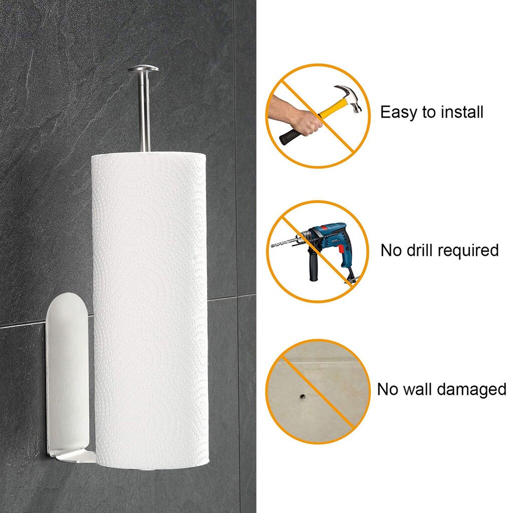 Multifunction Paper Holder Storage Rack Stainless Steel Vertical Diversified Paper Towel Holder Wall Mount Bathroom Paper Holder