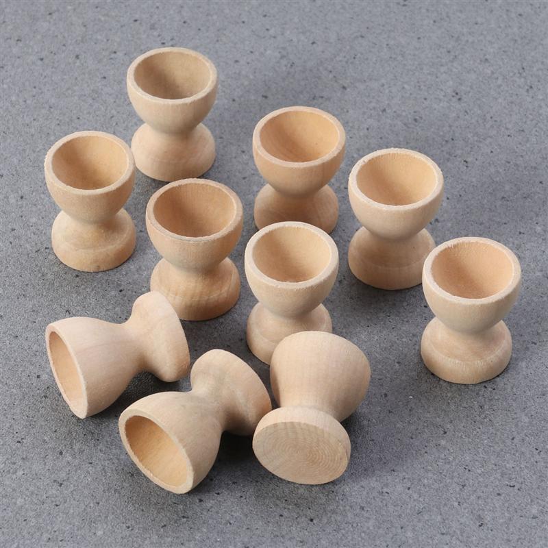 Soportes de almacenamiento de madera para huevos, taza Simple portátil sin pintar, herramientas de cocina para decoración de huevos, 10 Uds.
