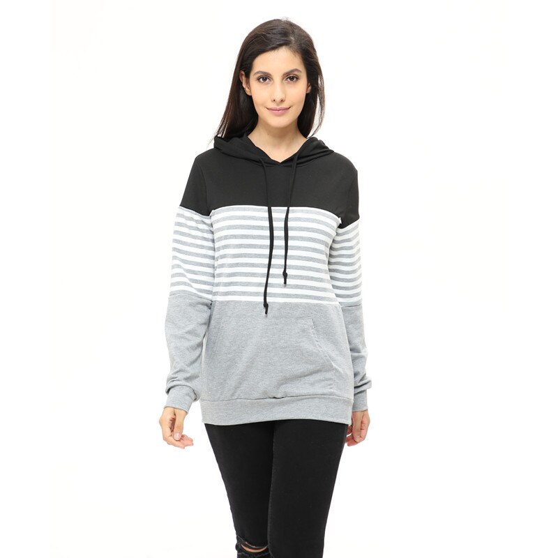 Womens Moederschap Verpleging Top Sweatshirt Lange Mouw Patchwork Rits Pullver Top Kangaroo Pocket Hoodie Zweet voor Zwangere Vrouwen