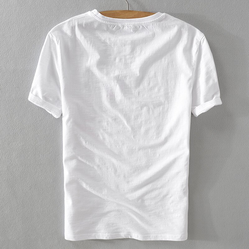 summer men&#39;s linen t-shirt casual round neck white t shirt men breathable stitching short sleeve tshirt mens camiseta 3XL