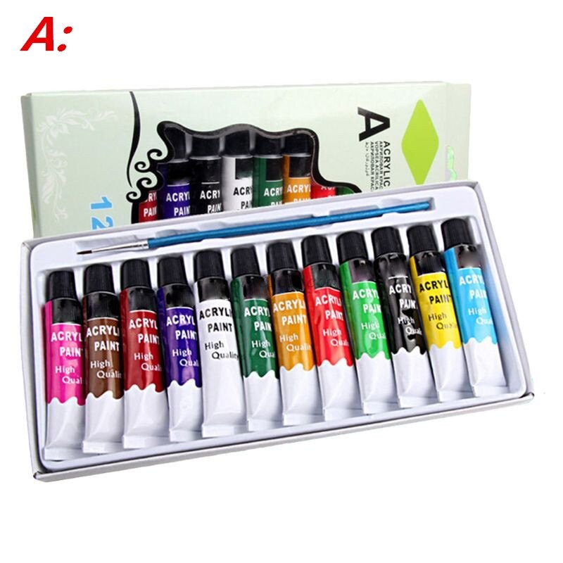 12 Colors Acrylic Paints Brush 12ml Tubes Drawing Painting Pigment Hand-painted Wall Paint for Artist DIY