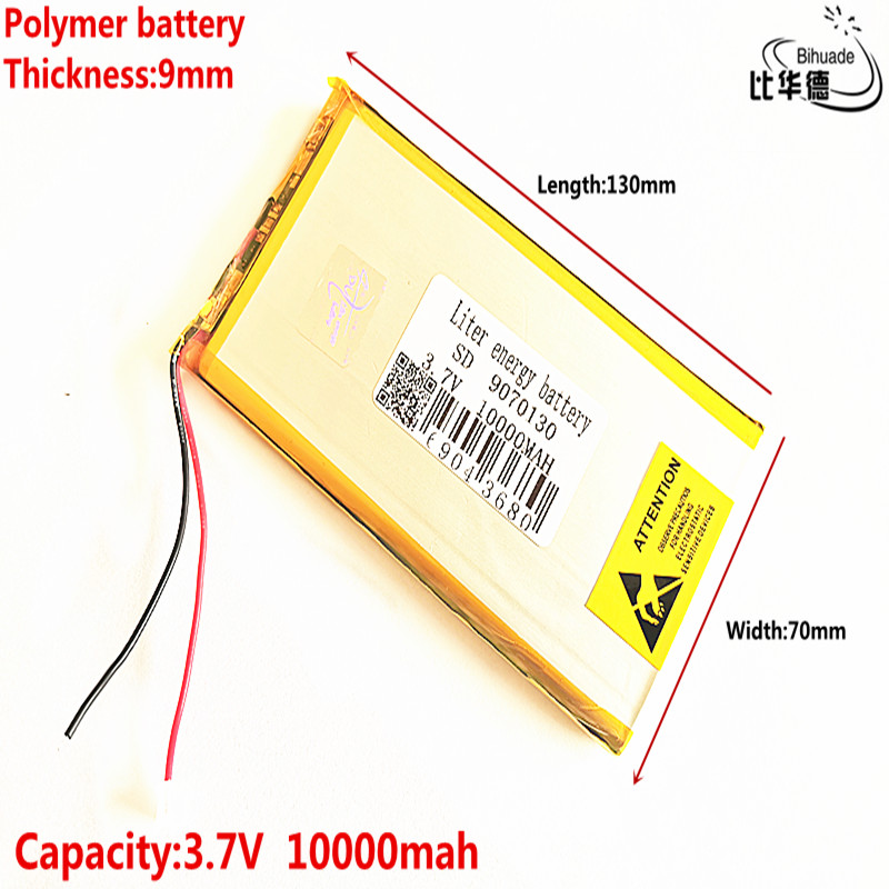 Polymer battery 10000 mah 3.7V 9070130 smart home MP3 speakers Li-ion battery for dvr,GPS,mp3,mp4,cell phone,speak