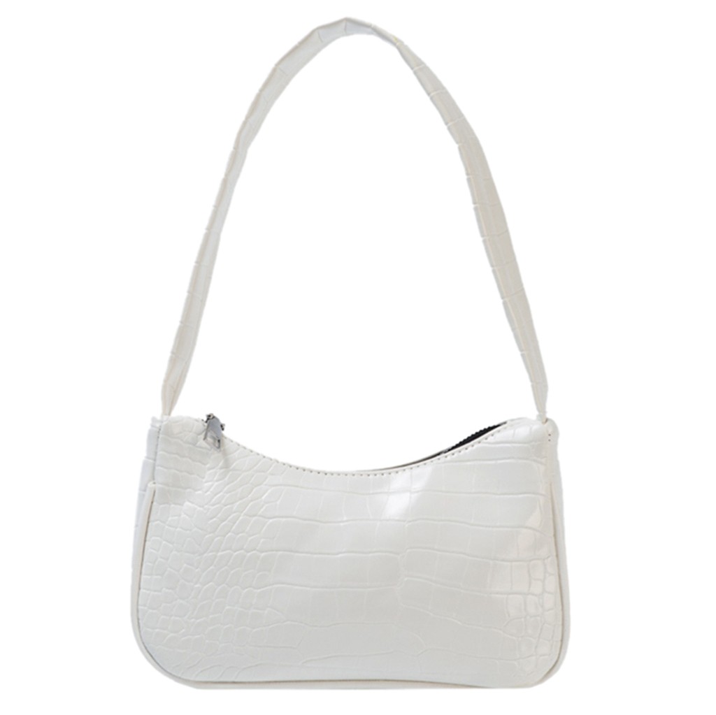 Retro totes taske til kvinder trendy vintage håndtaske blødt læder kvindelige små subaxillary tasker afslappet retro mini skulder #yl10: Hvid