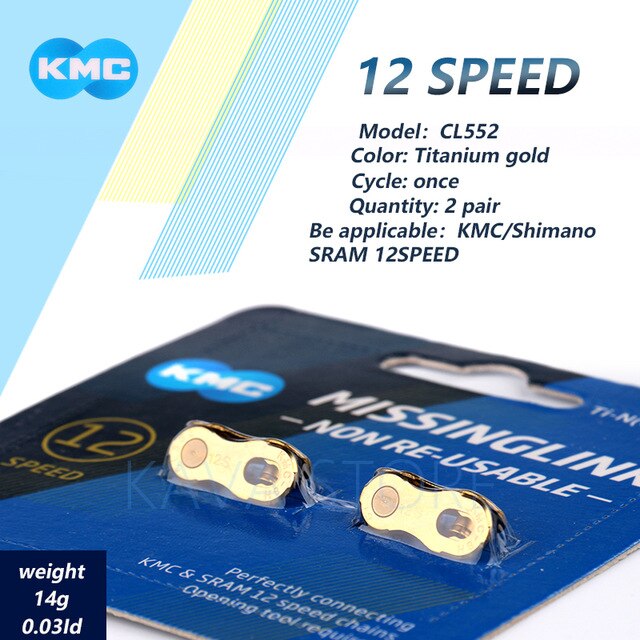 2 Pairs Kmc Fietsketting Ontbrekende Link 6/7/8/9/10/11/12 Speed Fietsen herbruikbare Ketting Magische Sluiting Zilver Goud: 12S CL566R Gold