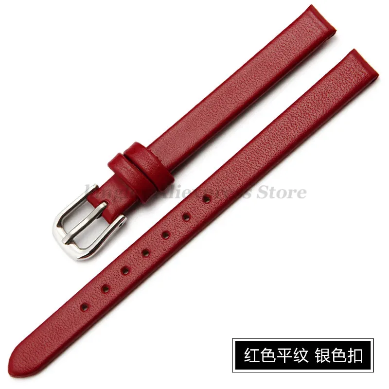 Correa de reloj de cuero suave para mujer, banda de 6mm, 8mm, 10mm, 13mm, 15mm y 17 MM, ancho de tamaño pequeño, correa de reloj de piel de vaca de primera capa