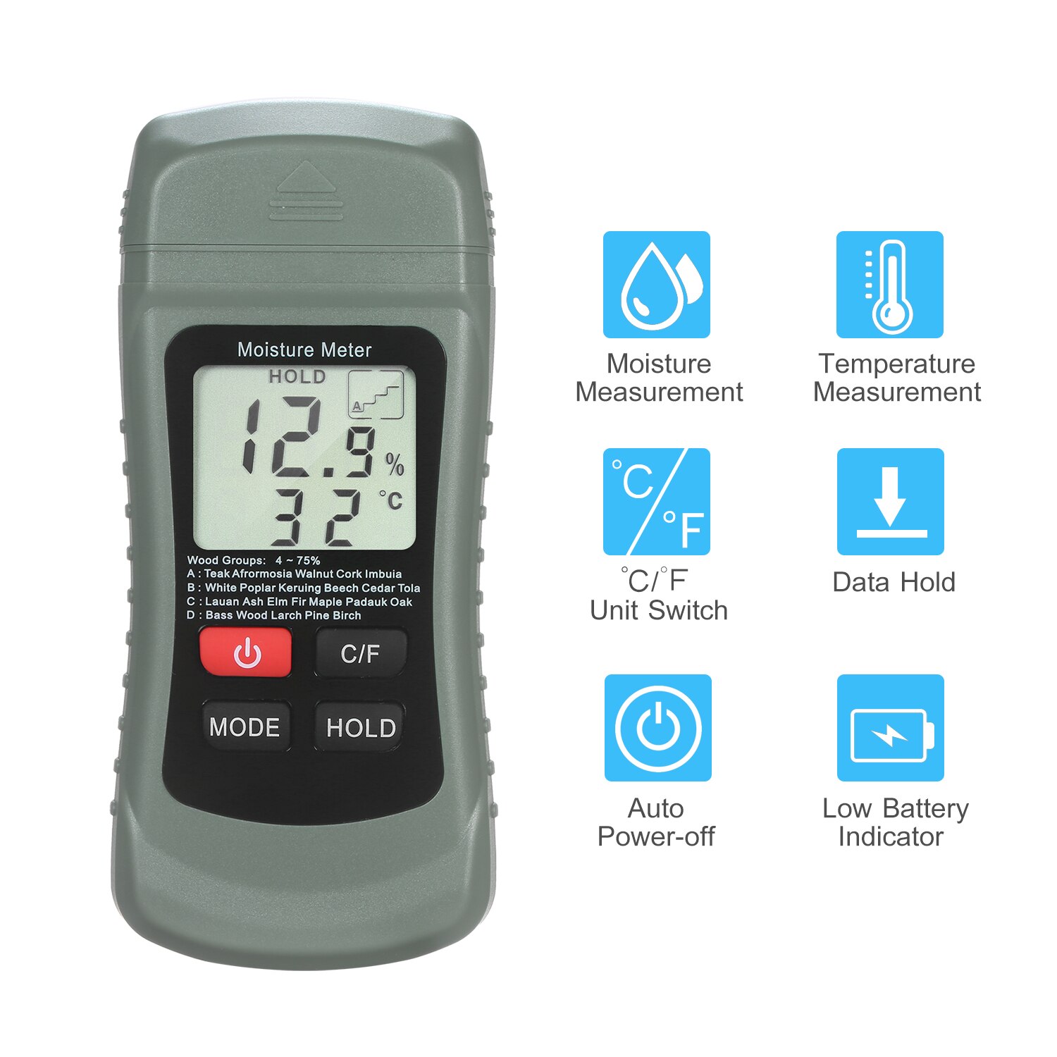 Hout Vocht Meter Lcd Digitale Vochtige Vocht Tester Pin Type Waterlek & Vocht Detector Houden ℃/℉ Temperatuur meter