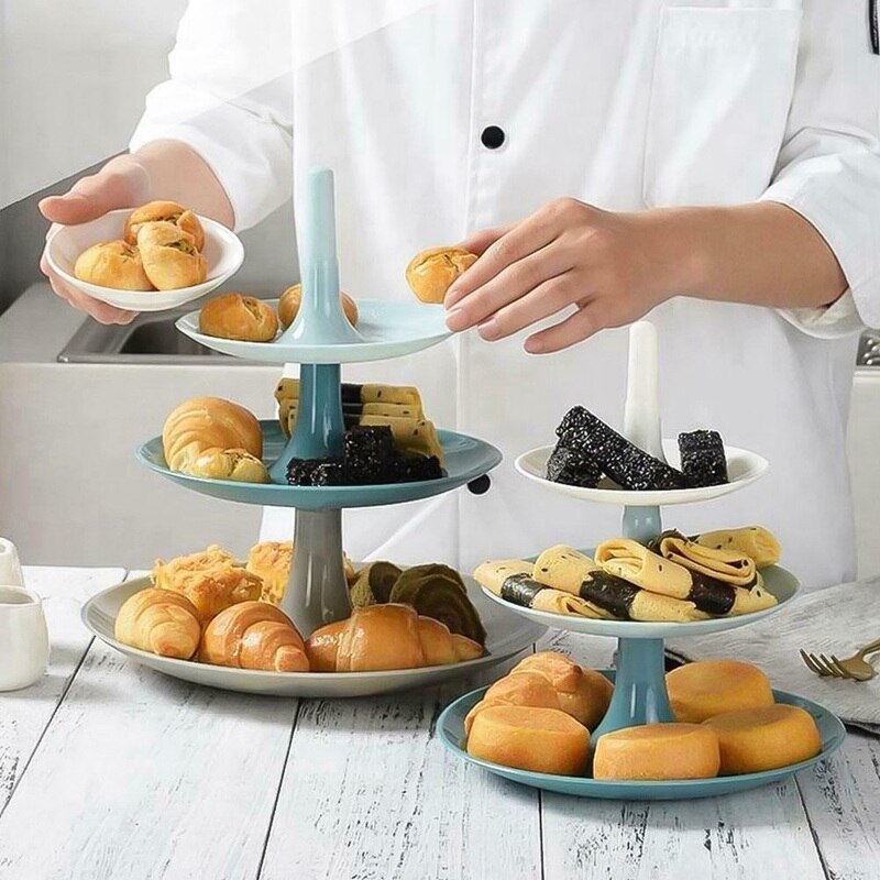 3 Tier Cake Stand Afternoon Tea Wedding Plates Party Tableware Bakeware Plastic Pastry Tray Display Rack Dessert Cake Stand