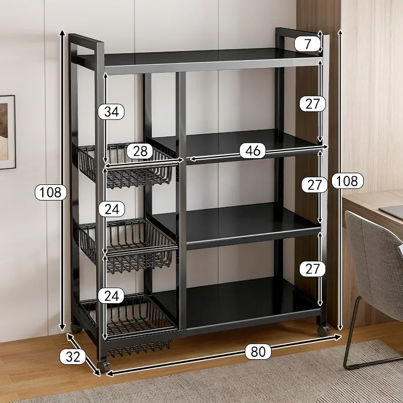 Carro de cesta de verduras para cocina, estante de almacenamiento multifuncional, carrito rodante móvil para fruta, horno microondas, organizador de cocina: light orange