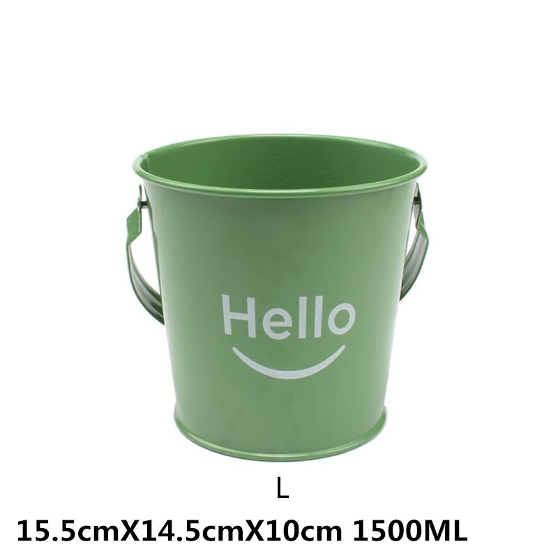 Secchiello per il ghiaccio patatine fritte secchiello piccolo caffetteria Bar Party creativo Mini secchiello per il ghiaccio patatine fritte barile ferro: Hello-Green-L