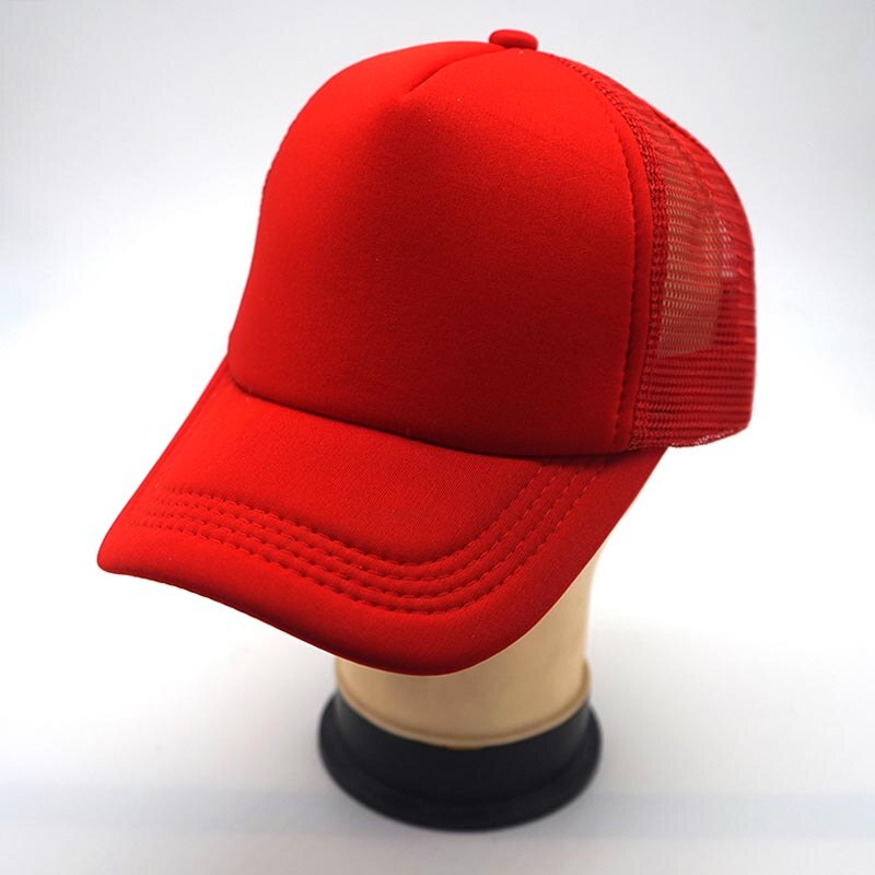 Enkel sommerhette fast bomulls Mos lokk snapback hatt unisex sol lokk trucker lokk: Rød