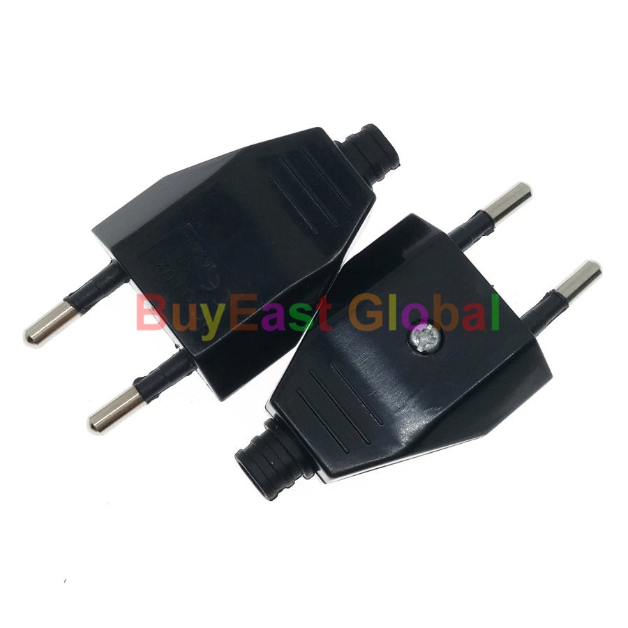 EU Europlug (Type C) DIY Rewireable Main Power Plug AC100~250V 2.5A Black Color
