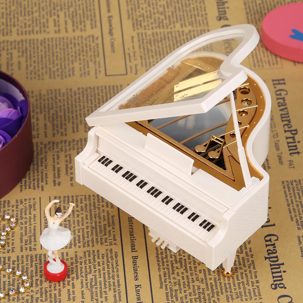Caja de música romántica con forma de Piano para decoración del hogar, cajas musicales con mecanismo de relojería, bailarina, de cumpleaños y boda