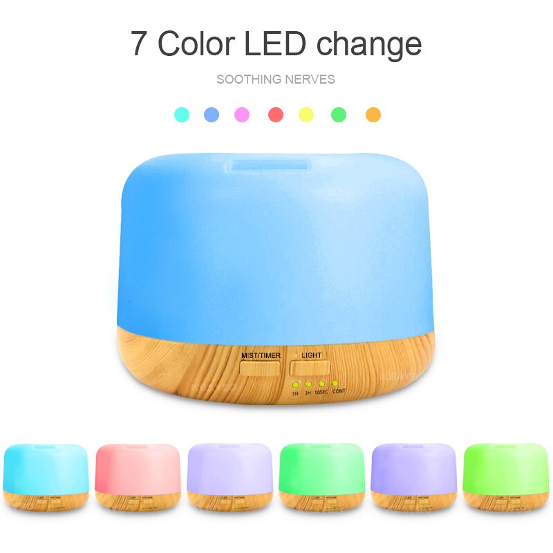 300ml Essential Oil Diffusers Air Humidifier Aroma Diffuser Aroma Lamp Aromatherapy Electric 7 Color LED Light Wood grain