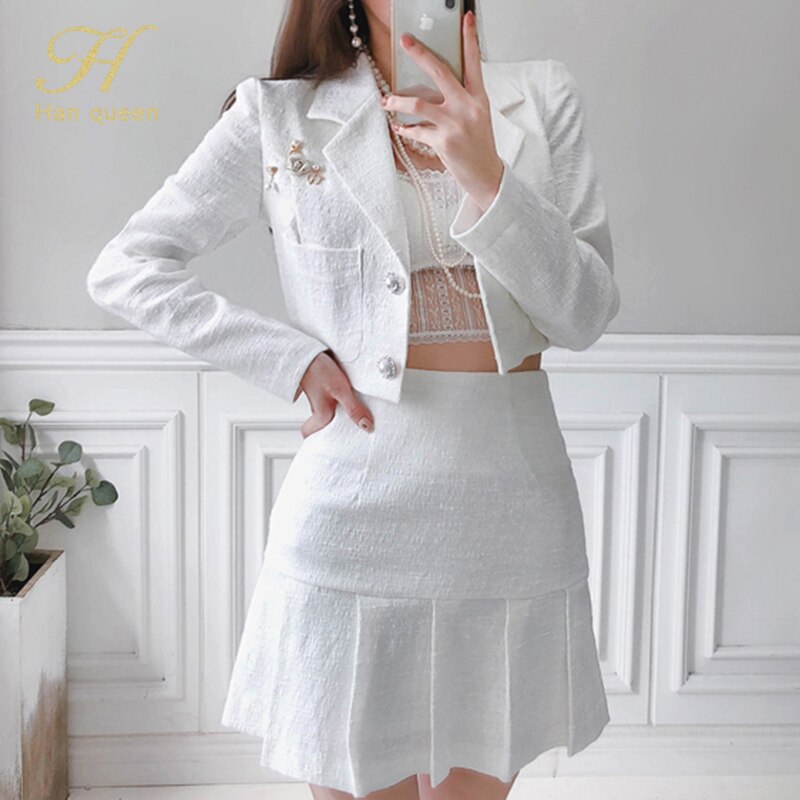 Fashion Print Crop Top Skirt Suits Women Chic Flying Sleeve Square Neck Sleeveless Set High Waisted Pleated Skirt 2024 Outfits main image 0
