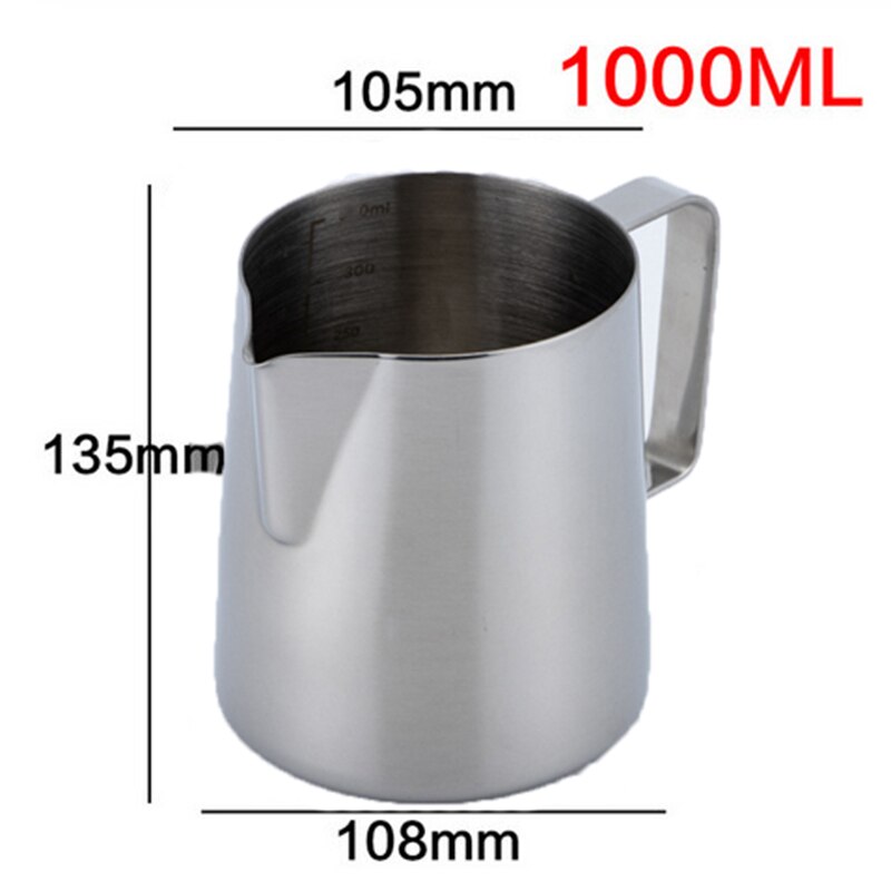 Cruche de cuisine en acier inoxydable, pichet à café expresso, pichet à lait artisanal, Barista: 1000ml