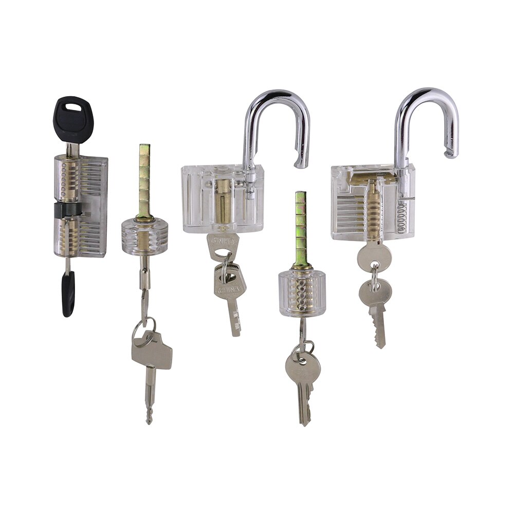 Professionele Slotenmakers Gereedschap Praktijk Lock Set Met Klom 9Pcs Picks Als Voor Beginner Training En Praktijk: 5pcs locks