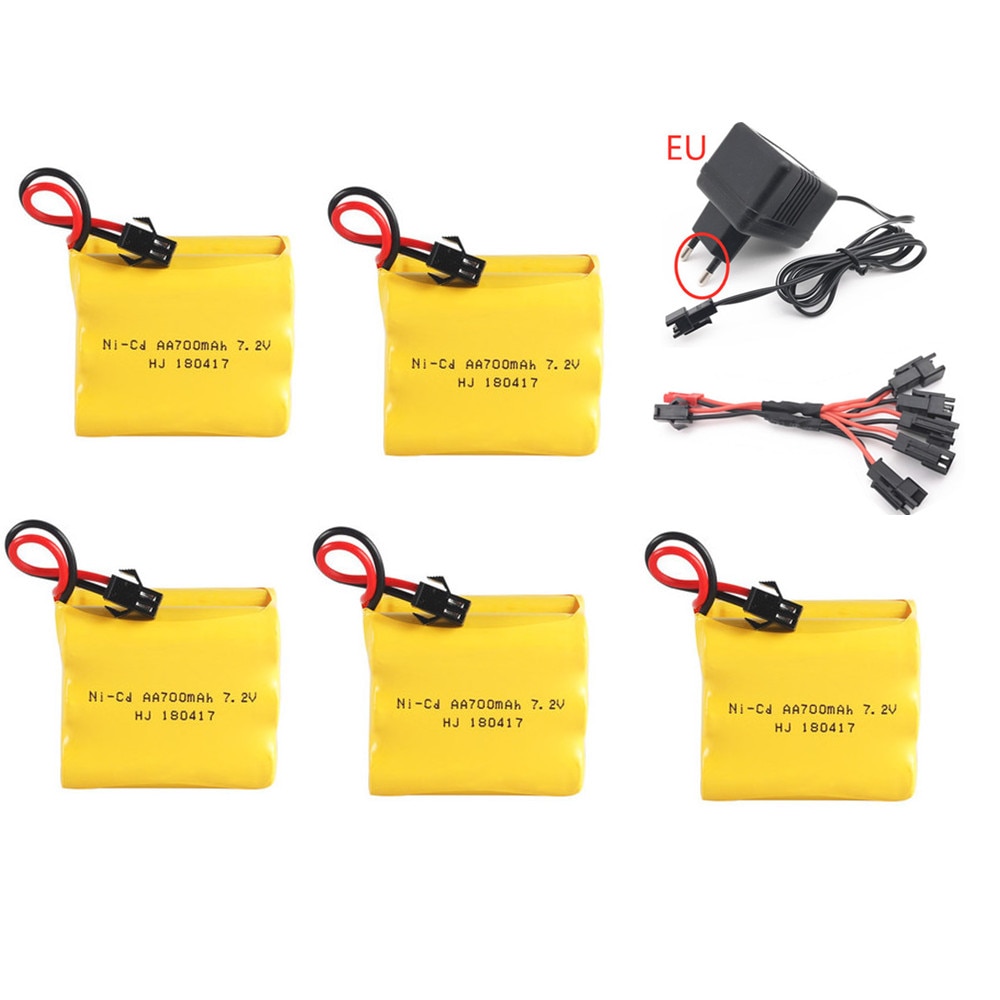 7.2v 700mah Ni-CD Battery Charger set For Rc toys boats Car truck Tank Train Guns parts NICD AA 7.2v Rechargeable Battery Pack