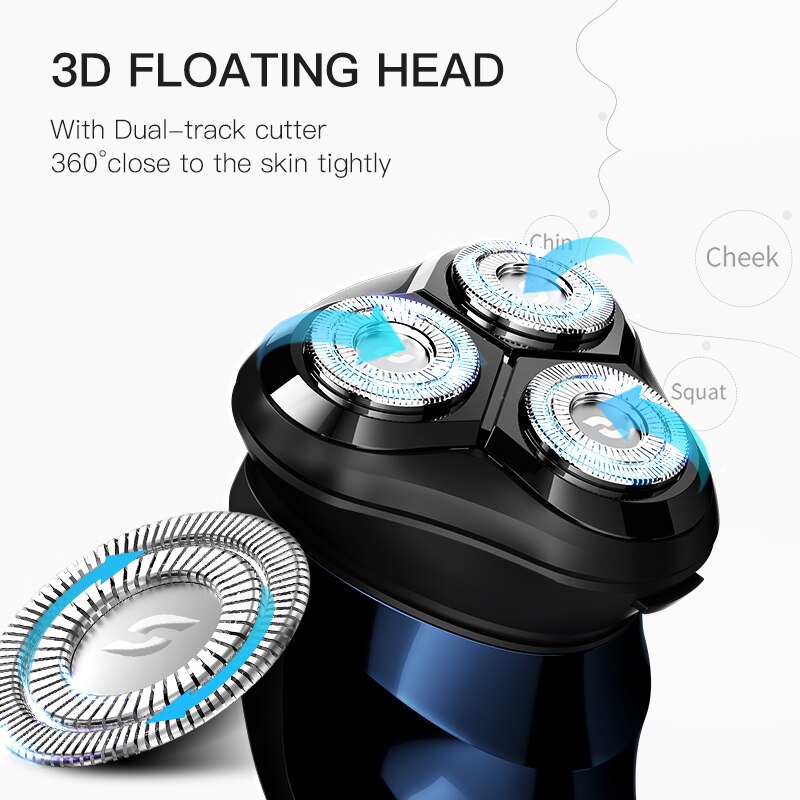 Electric Shaver 3D Floating Razor Rechargeable Shaving Machine Wet-Dry Dual Use Waterproof Fast Charging for Men Beard Trimmer