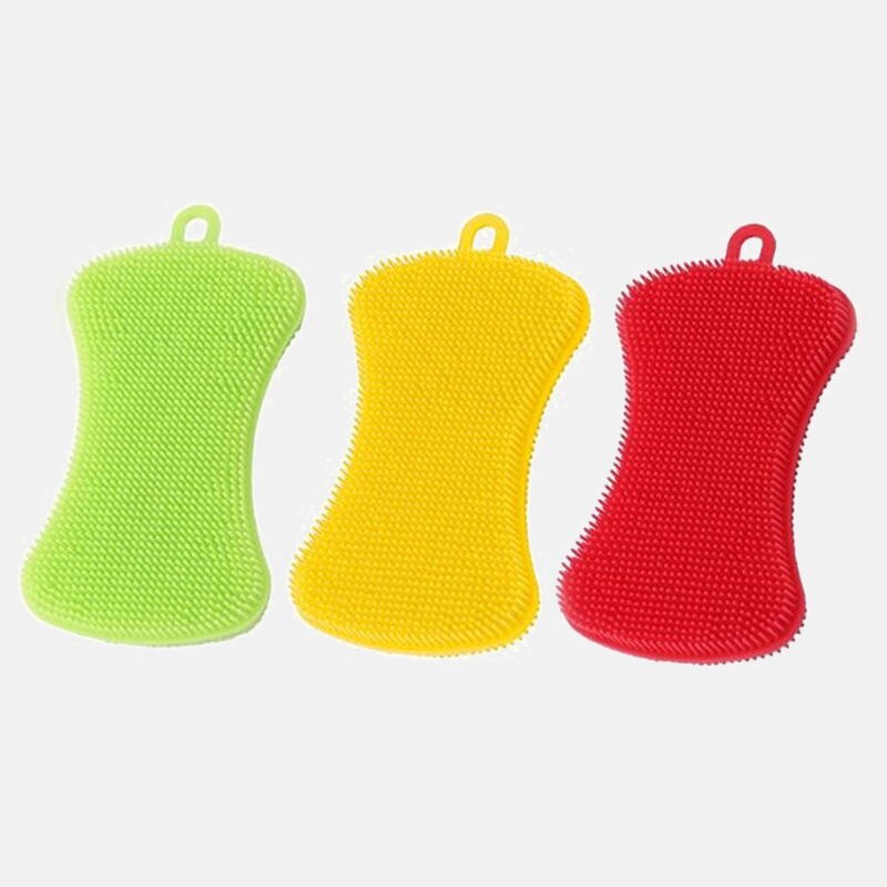 1/3/4 stk kjøkkenvaskebørste gryte svamp scrubber frukt grønnsaksfat silikon oppvaskbørste vask rengjøringsbørster: 13