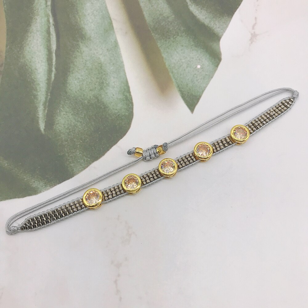 BLUESTAR 4pz Un impostato Delle Donne viola Del Cuore Braccialetti fatto a mano Della Boemia Della signora micro Pavimenta di Cristallo Rivetto Perline MIYUKI Bracciali: D