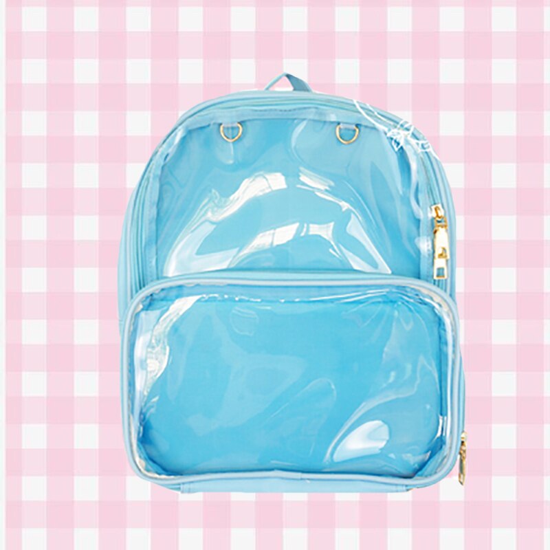 ita Bag Women Kawaii Clear Backpack 7 colors Ladies Transparent Backpack Teenage Girls Lovely Lolita bag Itabag H224: blue