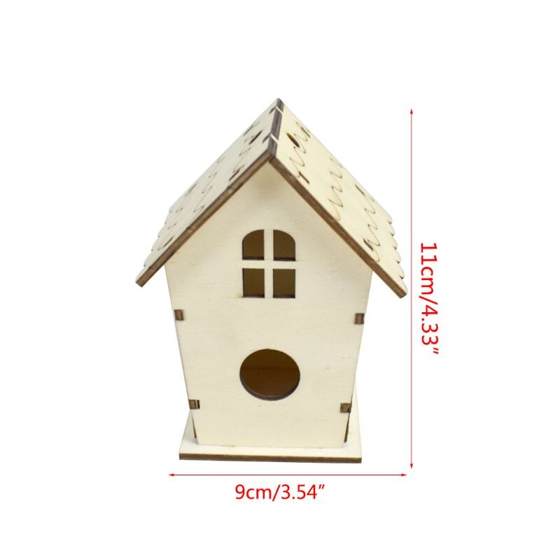 Wooden Bird House Nest DIY Handmade Crafts Decorative Simulated Box for Bluebird HX6D