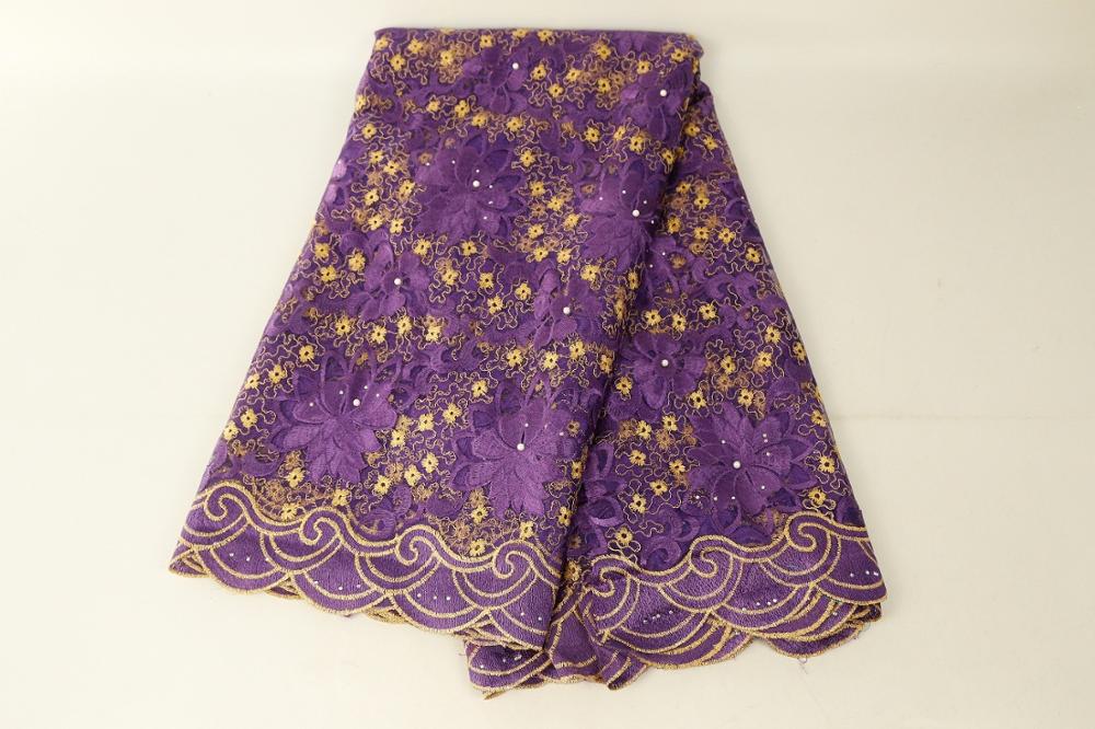 Afrikaanse Kant Stof Kant Afrikaanse Guipure Koord Kant Borduurwerk Nigeriaanse Bruiloft Kant Stof: Paars