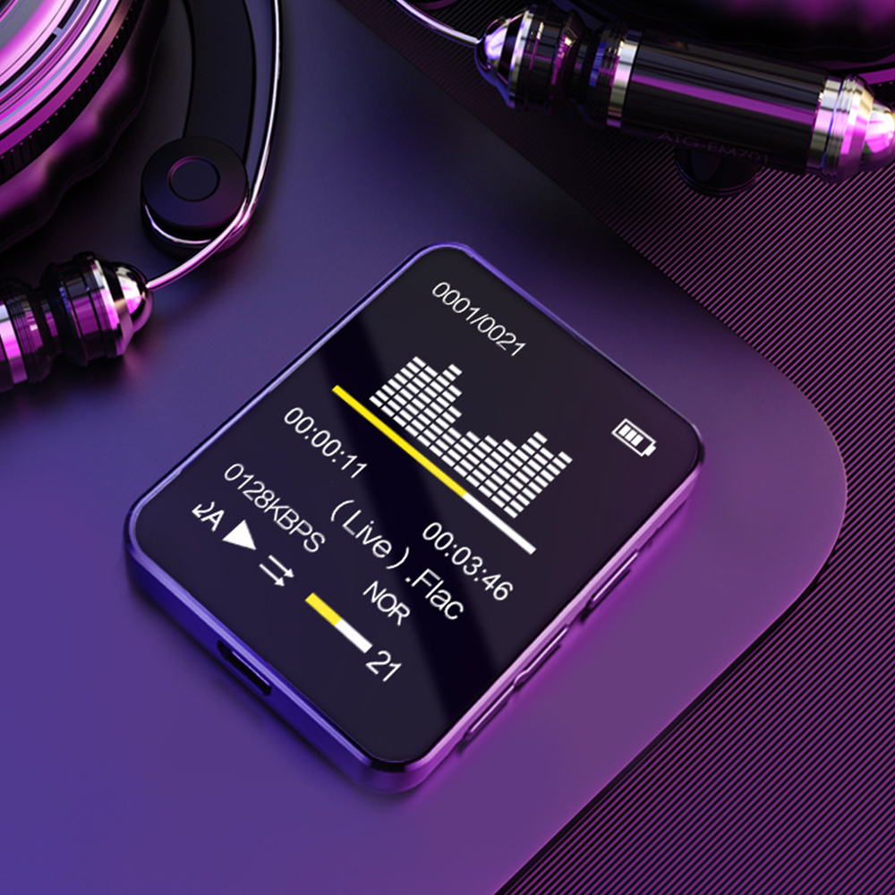 MP3 Player Bluetooth 5.0 Full Screen Walkman Portable Sport Music Player Mp4 Video Player with FM E-book Recorder Mp3 Player