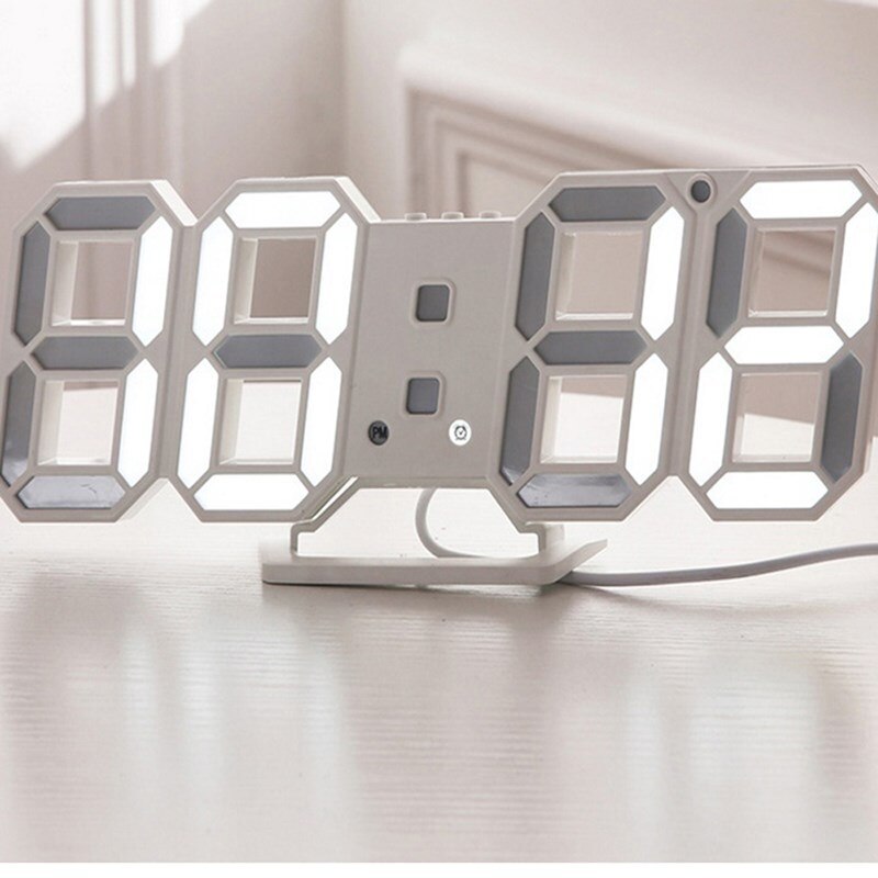 LED Digital Wall Clock with 3 levels Brightness Alarm Clock Wall Hanging Clock Wall clock Home decor Digital Clocks: white