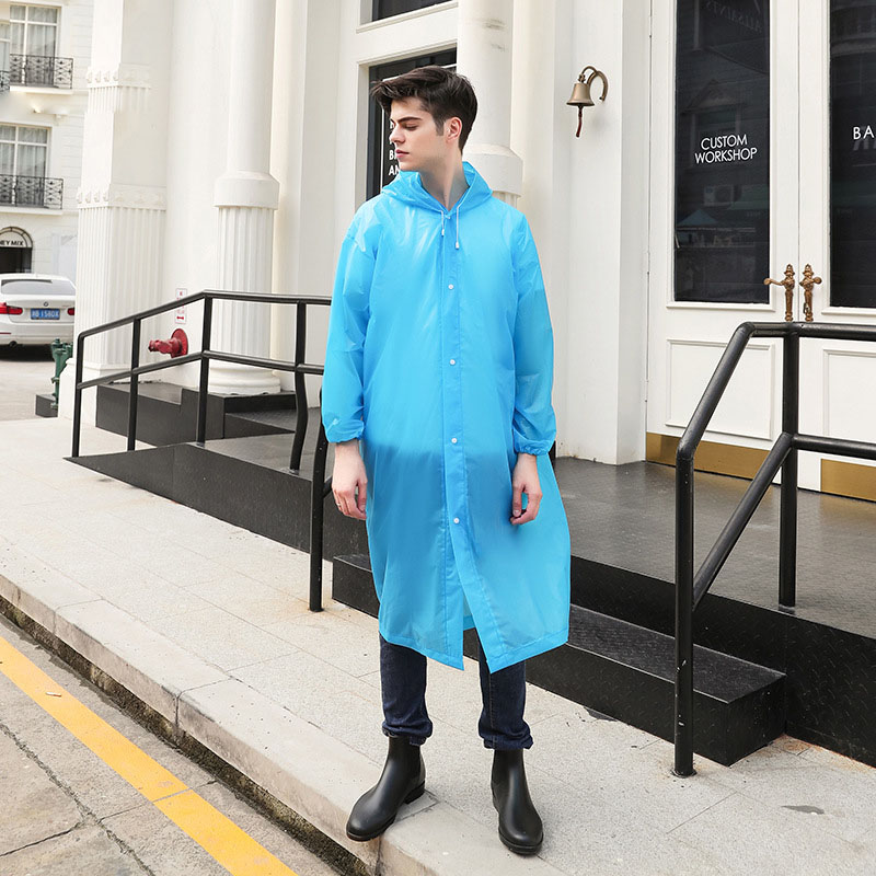 Voksne regnfrakke eva miljø gennemsigtig regnfrakke med hætte regnfrakke udendørs regntøj vandtæt poncho