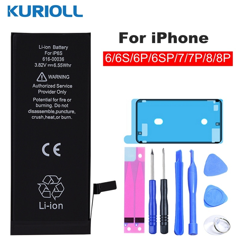 Kurioll Originele Batterij Voor iPhone 6 6G 6S 7 8 Plus batarya Vervanging Real Capaciteit Mobiele Telefoon Bateria voor iPhone Batterij