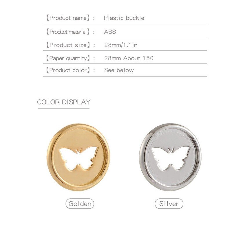 Hebilla de encuadernación con patrón de mariposa, discos de encuadernación de 28MM, agujero de hongo para cuaderno, accesorios de plástico, encuadernación de disco, 24 Uds.