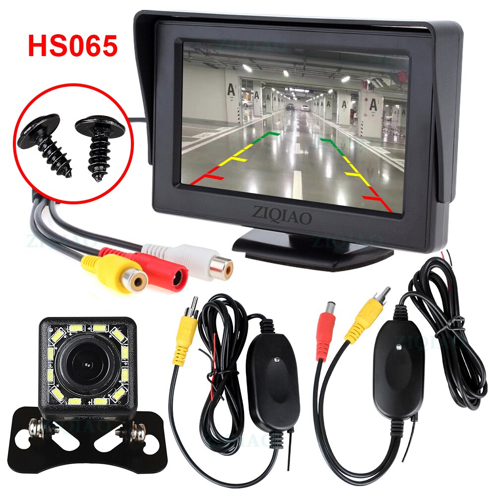 4.3 -tums fordons lcd-monitor trådlös backkamera videosändare mottagare kit backkamera för bil backskärm: Hs065