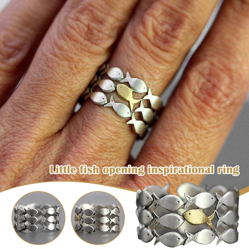 To My Daughter Swimming Against The Current Ring Adjustable Finger Ring for Women QP2 Grandado