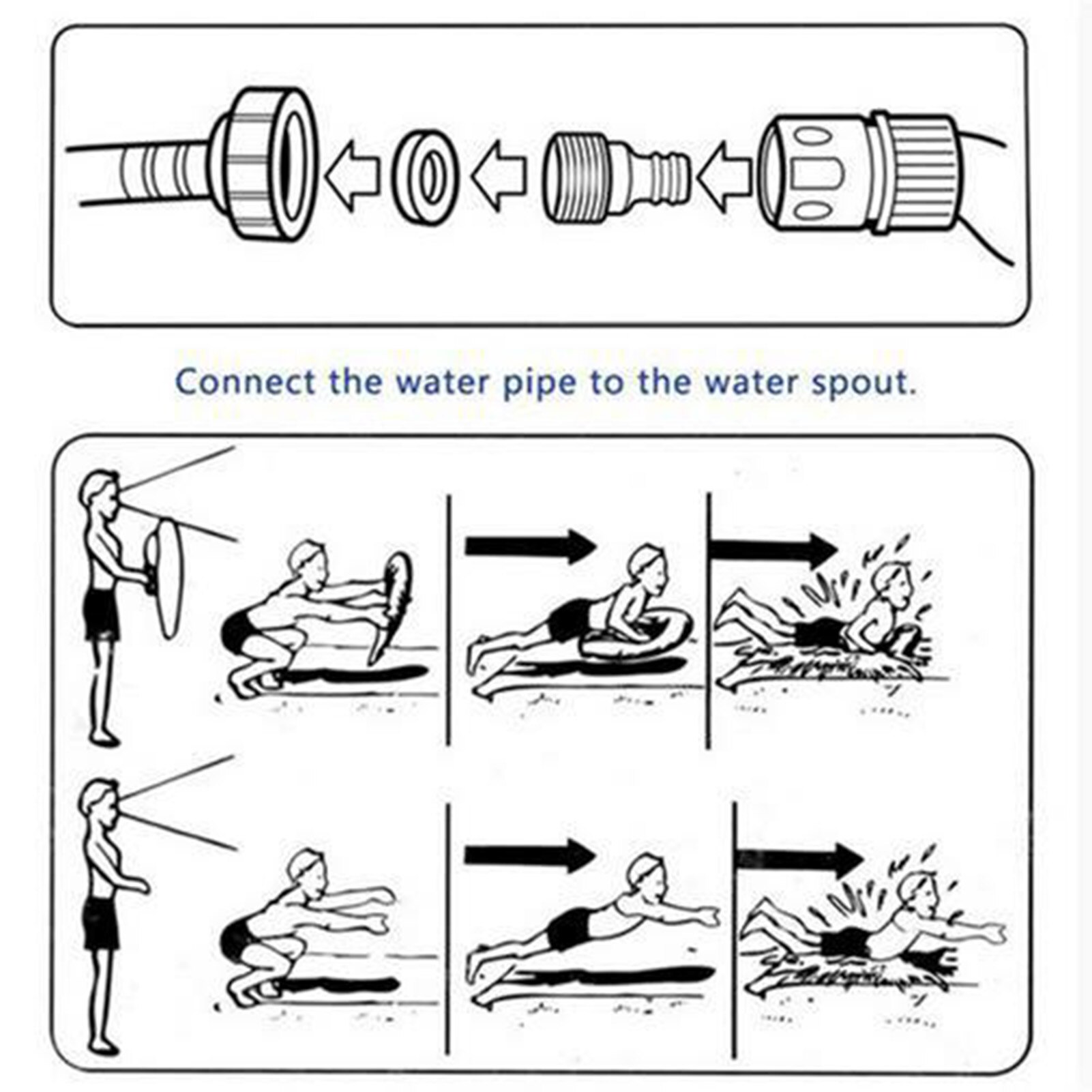 Tobogán de agua de PVC para exteriores, juguete de chico con espray de agua para césped, para niños