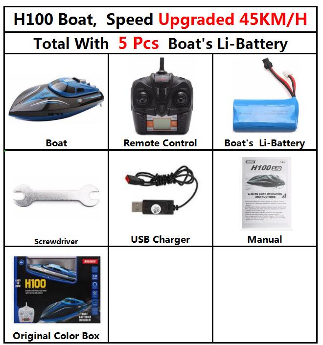 Upgraded 2.4GHz 4CH Remote Control RC High Speed Boat Skytech H100 Racing Speed Boat With LCD Screen Toys For Kids Children