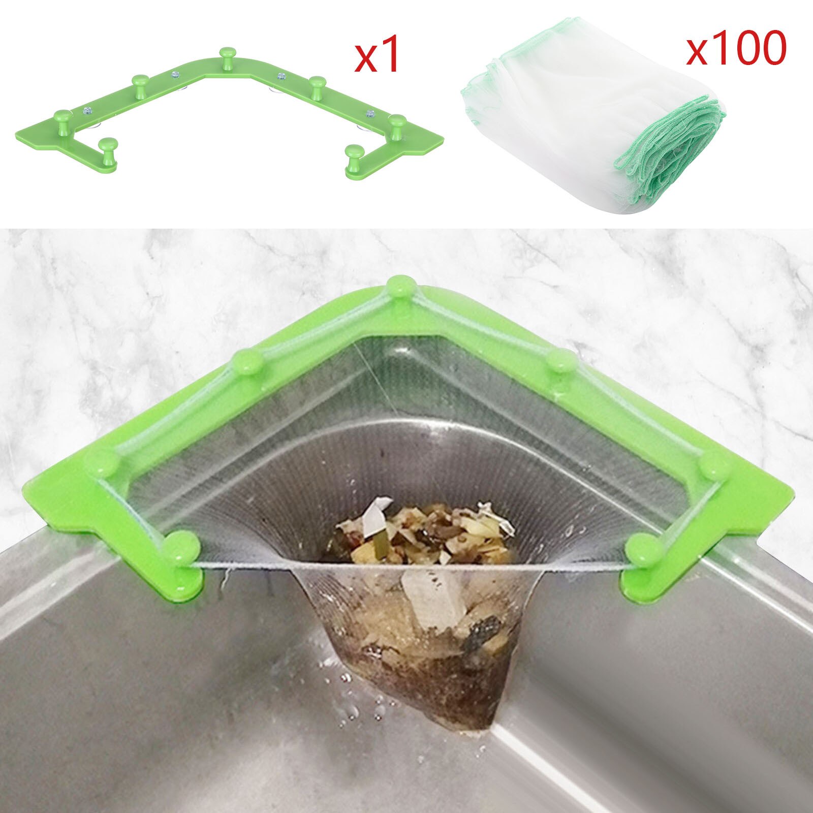 Kitchen sink hanging net rack filter net leftovers sink wash disposable net: C