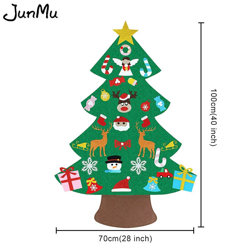 Glittery DIY Felt Christmas Tree with Bag Wall Hanging Decor kid's Handmade Felt Cloth Xmas Tree with Glitter Ornaments