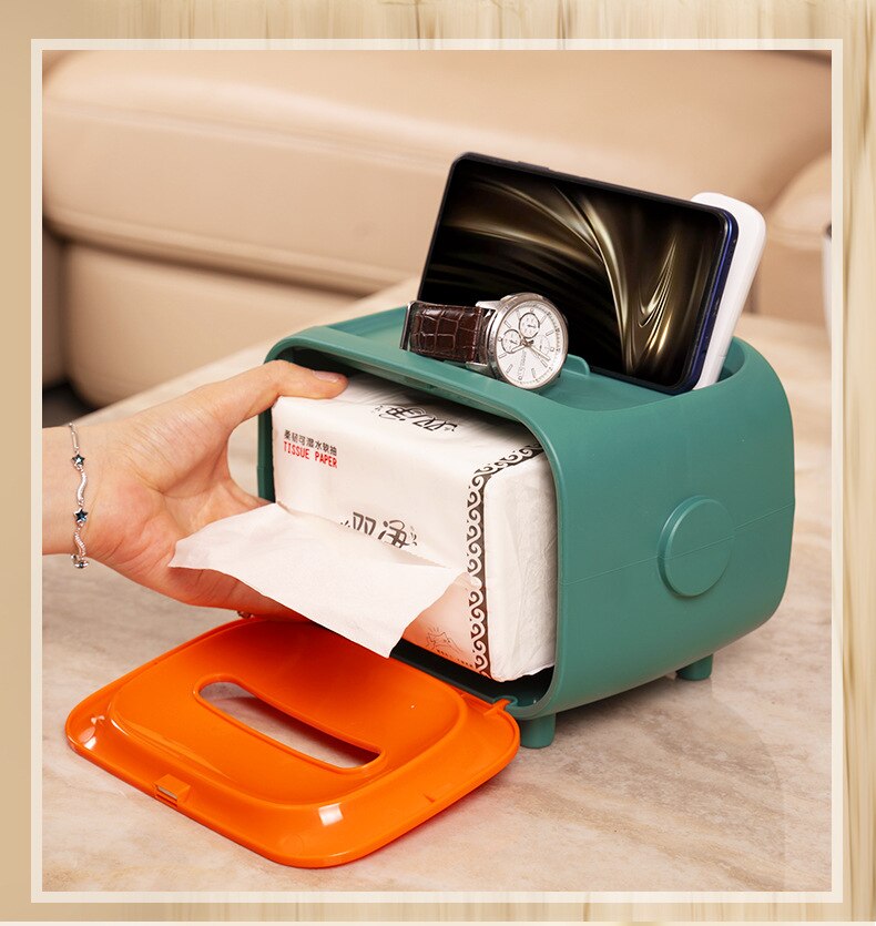 Retro TV Shape Tissue Box Multifunctional Tissue Box Creativity Tissue Container Paper Towel Desktop Remote Control Storage Box