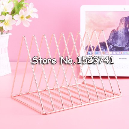 Rose Gold Electroplated Bookend Desk Organizer Desktop Office Home Bookends Book Holder Black Book Stand