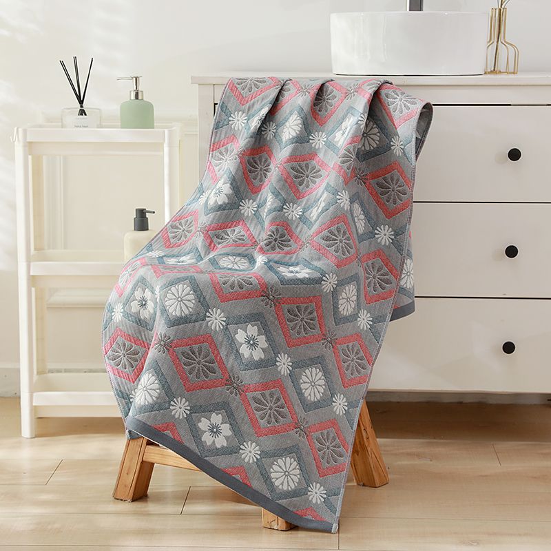 Toalha de banho de gaze de quatro camadas para adultos e crianças, toalha de banho de secagem rápida absorvente ampliada e estendida: CINZA