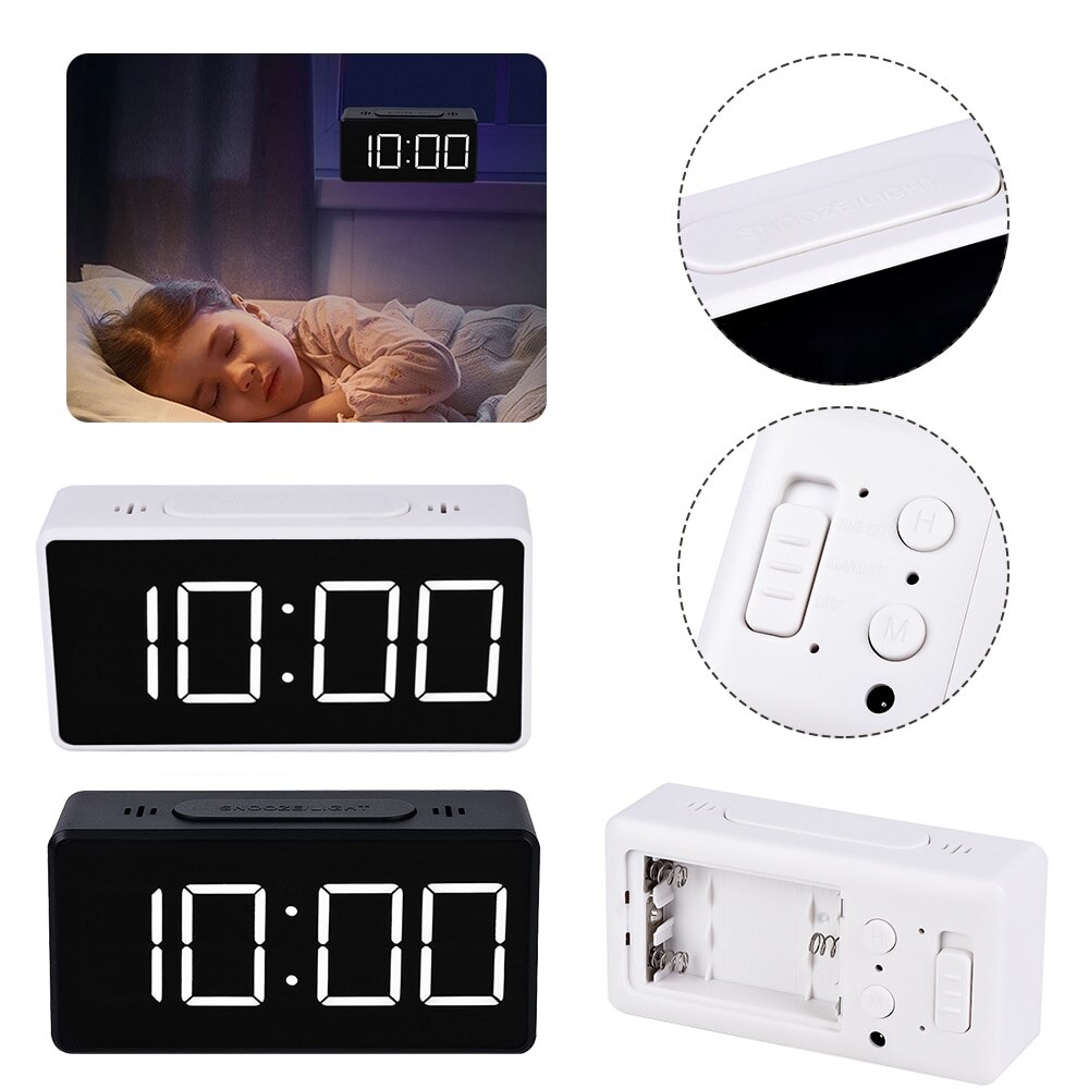 LED Digital Alarm Clocks With Snooze Digital Temp Time Music Dual Clock With USB Charger Large Digit Display Brightness Dimmer