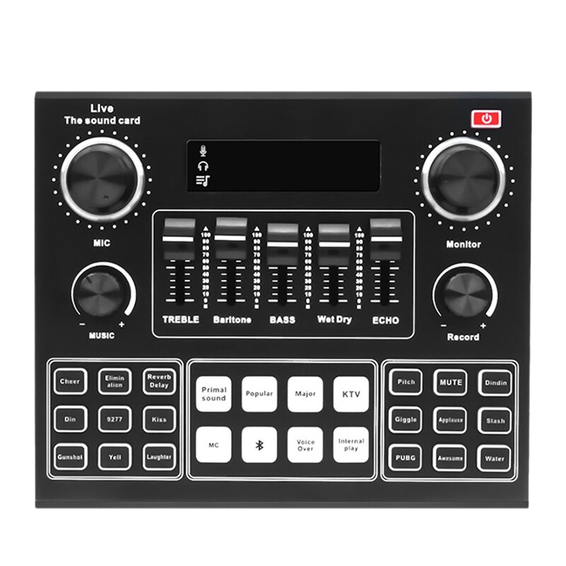 V9 Sound Card Mixer with Effector and Voice Changer 12 Kinds of Electronic Sounds 4 Kinds of Changing Sounds