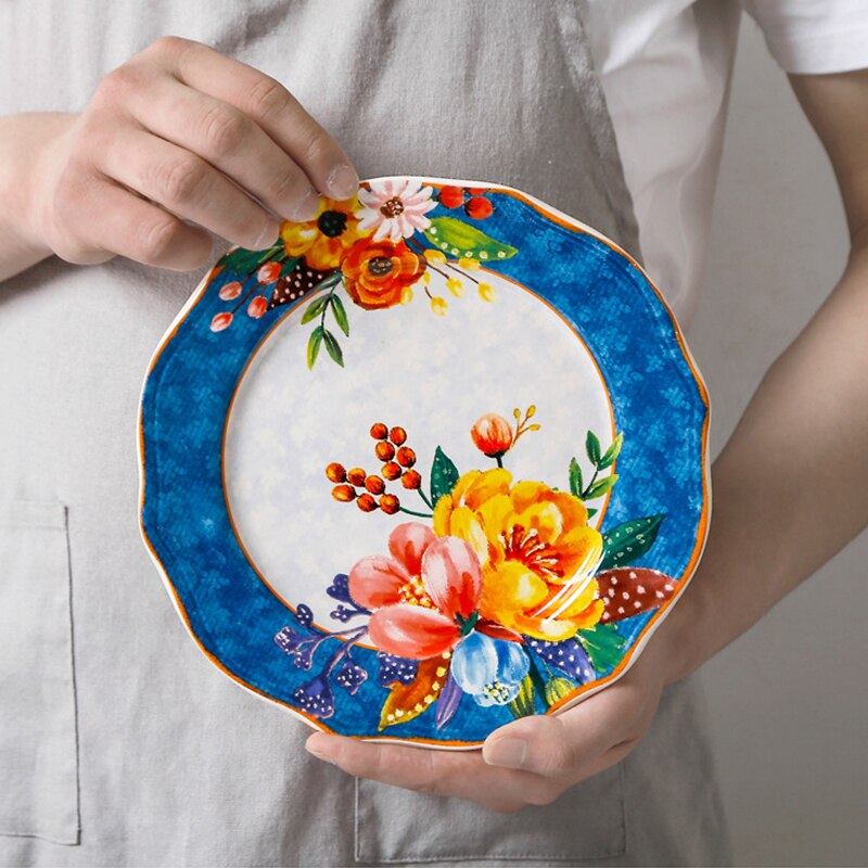 Tableware Ceramic Dinner Plate Set Dish 8 Inch Porcelain Cute Dessert Plate Dinnerware Glazed Chinese Color Western Food Plate