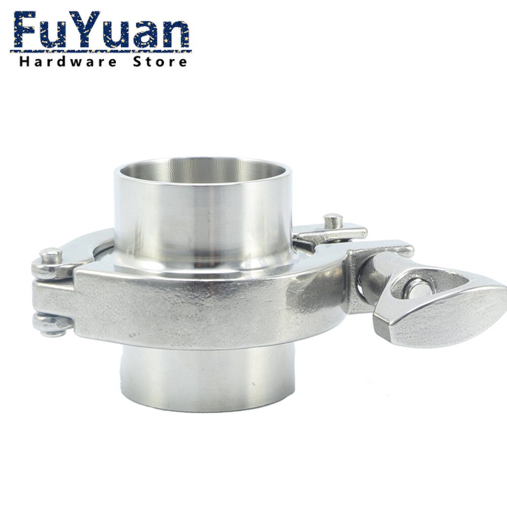 1PCS 38mm 51mm Sanitary Flange Pipe Weld Ferrule + Tri Clamp + PTFE or Silicone Gasket Stainless Steel SUS SS 304 triclamp