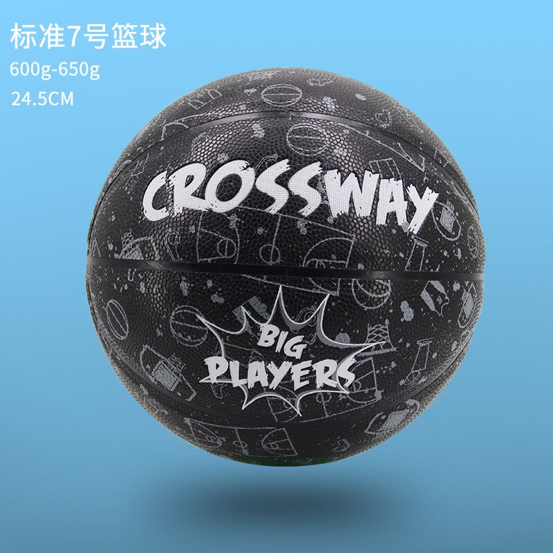 Ballon de basket-Ball en polyuréthane taille officielle 7 balle de basket-Ball rue Freestyle Basquet balle de basket-Ball entraînement Baskebal avec filet sac épingle: Black