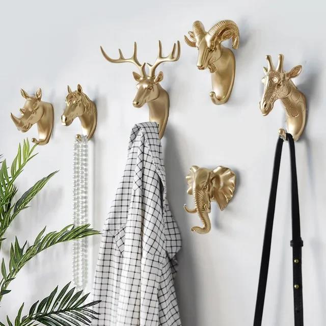 Perchero con cabeza de Animal, colgador de pared de caballo, jirafa, alce, elefante, ganchos decorativos, accesorios de baño
